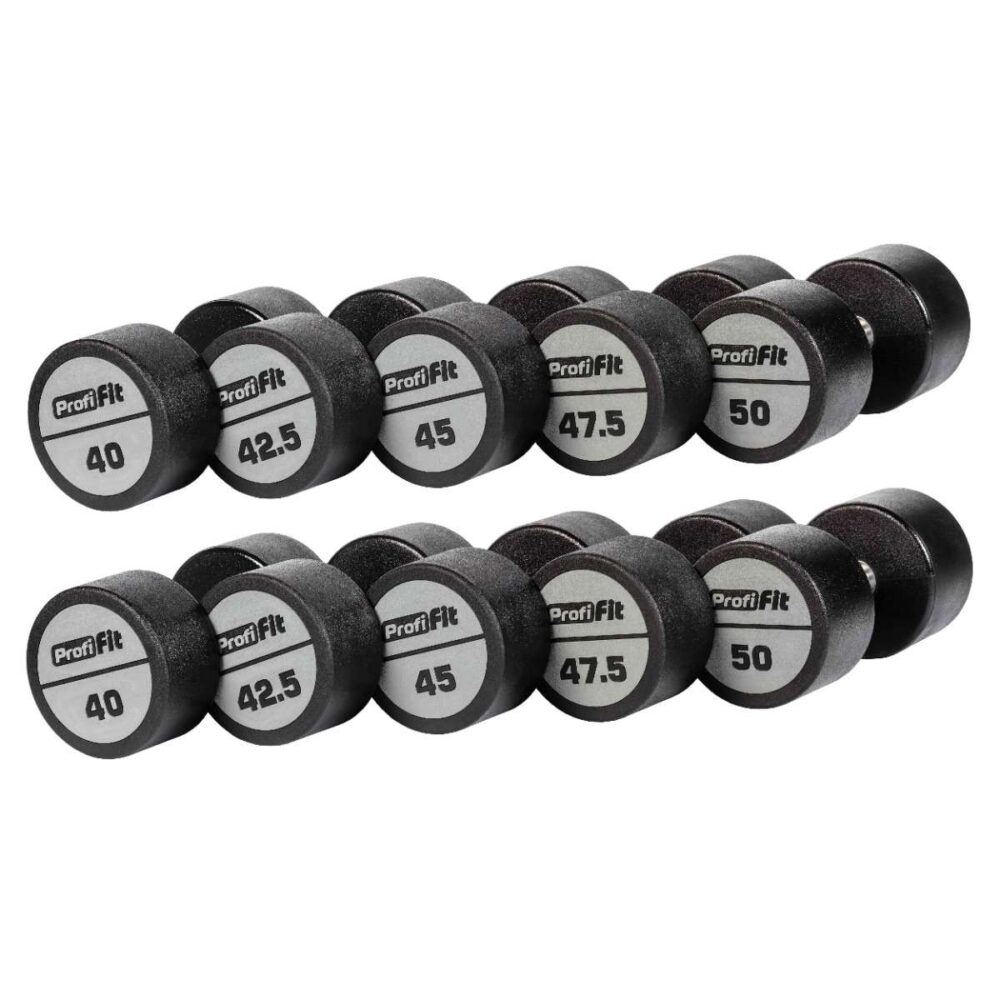 Гантельный ряд полиуретановый LEVEL (шаг 2,5 кг, 5 пар) PROFI-FIT 40-50 кг